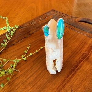 Turquoise sterling silver adjustable ring size 9 Sharon Sandoval San Felipe